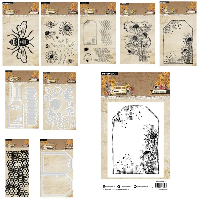 Цветочные сладкие пчелиные воспоминания бирка Echinacea металлические штампы