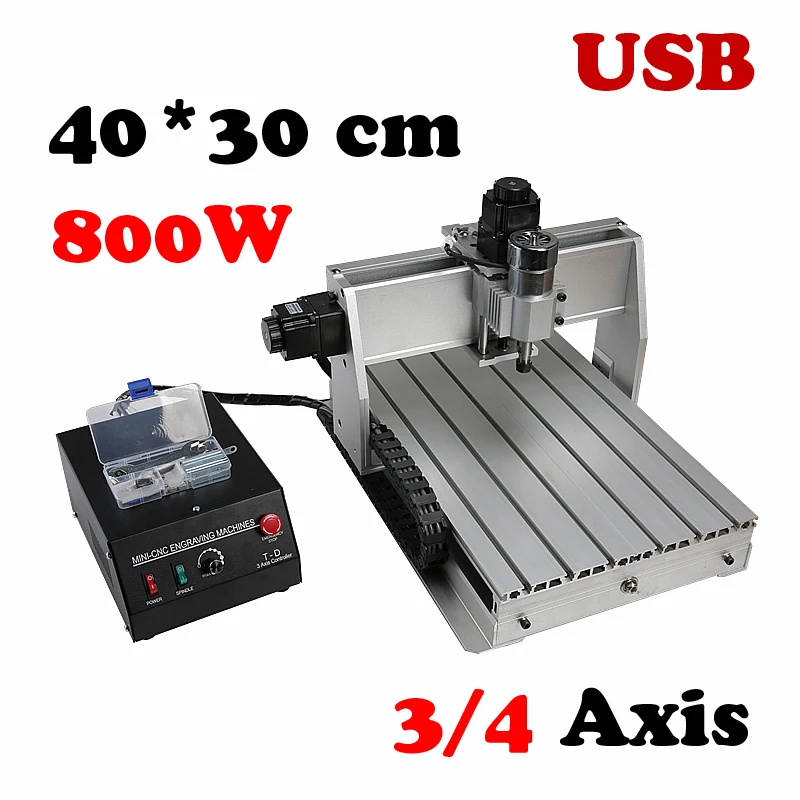 

Фрезерный станок с ЧПУ 4030Z-800W, Гравировальный и фрезерный станок с USB для работ по дереву, дизайн «сделай сам», 3 и 4 оси