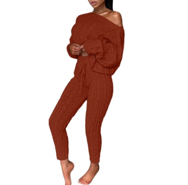 Женский модный повседневный шерстяной костюм с круглым вырезом и длинными