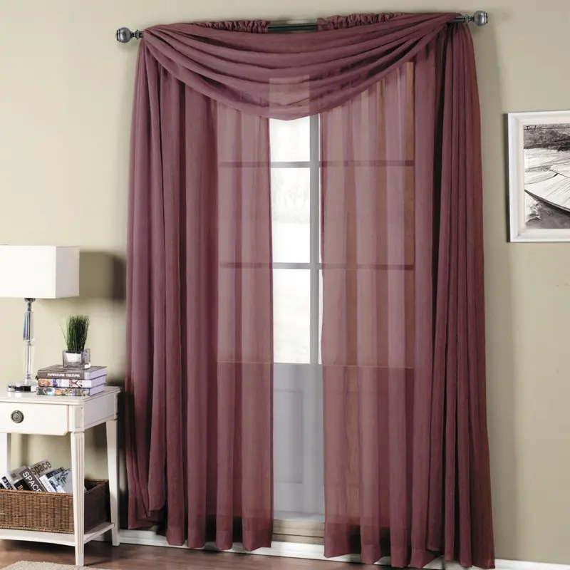 

Abri Rod Pocket Crushed Sheer Curtain Panels ( Panels & Scarfs Sold Individually )- 50x96 - Eggplant