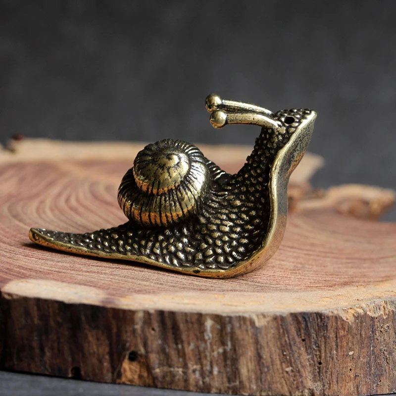 

Solid Pure Brass Snail Figurines Miniature Simulation Animal Toy Desk Ornament Table Tea Pets Antique Copper Crafts Home Decors
