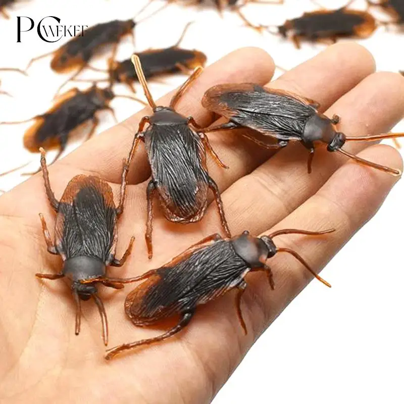 

10pcs/lot Special Lifelike Model Simulation Fake Rubber Cock Cockroach Roach Bug Roaches Toy Prank Funny Trick Joke Toys