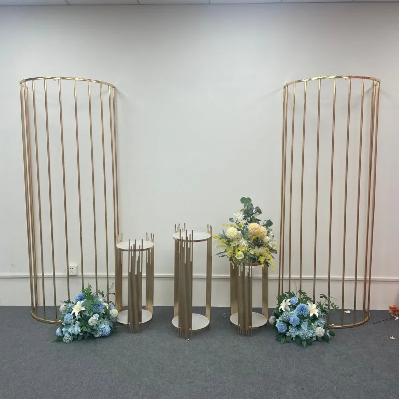 

Outdoor Lawn Wedding Props Floral Fence Party Stage Home Hall Cemicircle Screen Arch Ornaments Florals Ballon Sign Display Stand