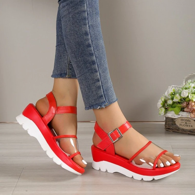 

Women's Sandals 2023 New Summer Casual Wedges Shoes Fashion Platform Buckle Women Heels Shoes Peep Toe Beach Shoes for Women