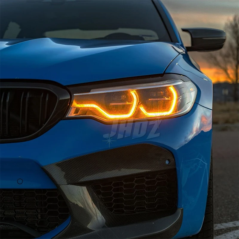 Фото Желтый янтарный светодиодный комплект DRL «ангельские глазки» для BMW 5 серии M5 F90 G30 G31 G38 G32 2017-2020, адаптивная светодиодная фара 63117214939 №3