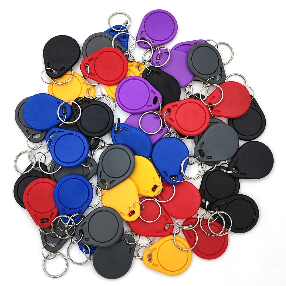 

100pcs/Lot ID 125Khz T5577 5200 Chip ABS Waterproof Keyfobs Key Tag Writable Rewrite RFID Access Control Multiple Color Options