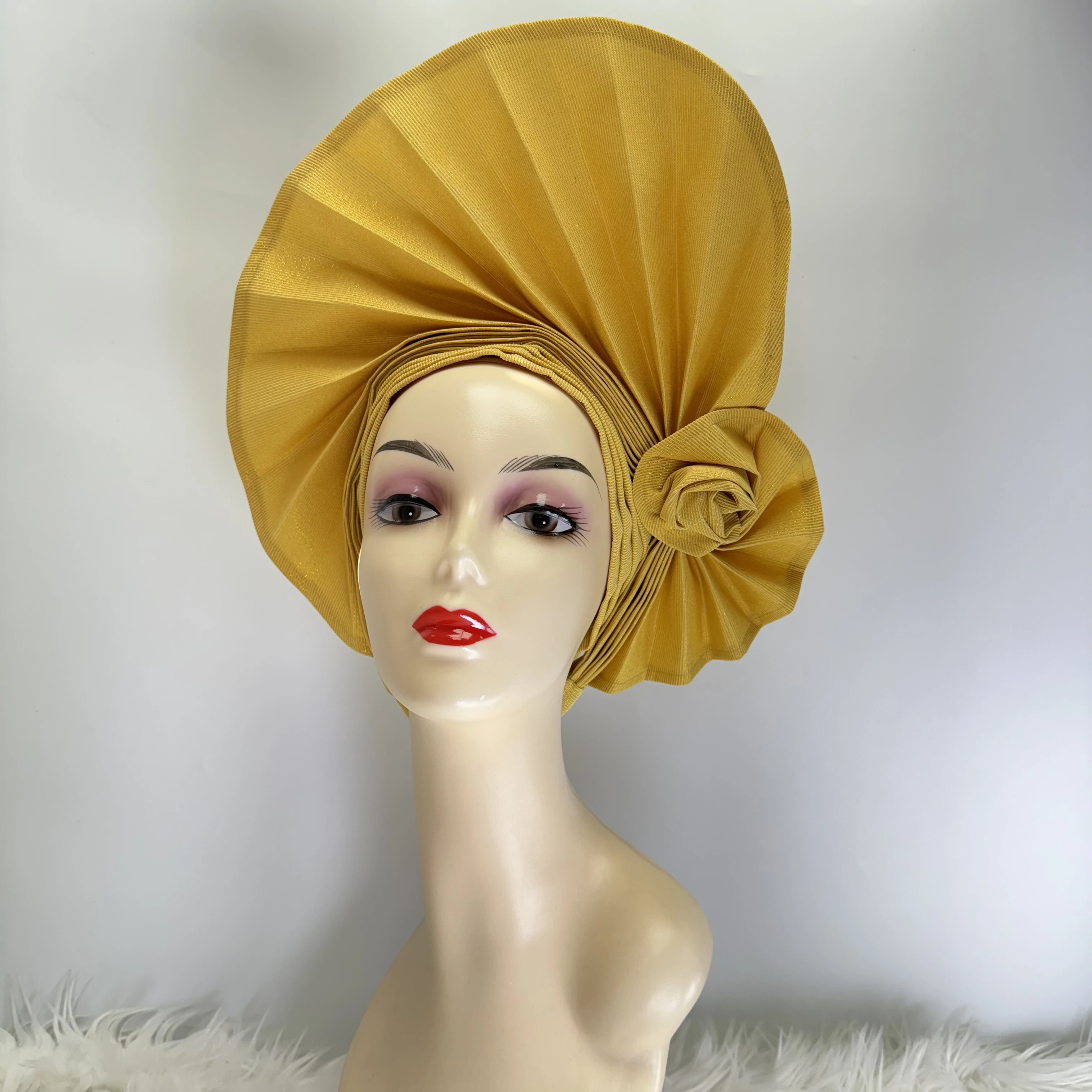 Модный нигерийский головной убор Gele Aso Oke уже заказ авто Ebi африканский тюрбан для