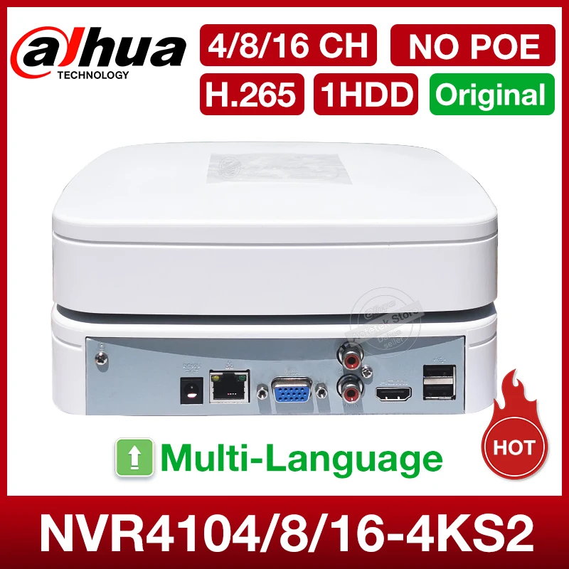 Dahua Original 4K NVR 4/8/16CH Smart Ai H.265 Network Video Recorder MultiLang P2P NVR4104-4KS2/L NVR4108-4KS2/L NVR4116-4KS2/L