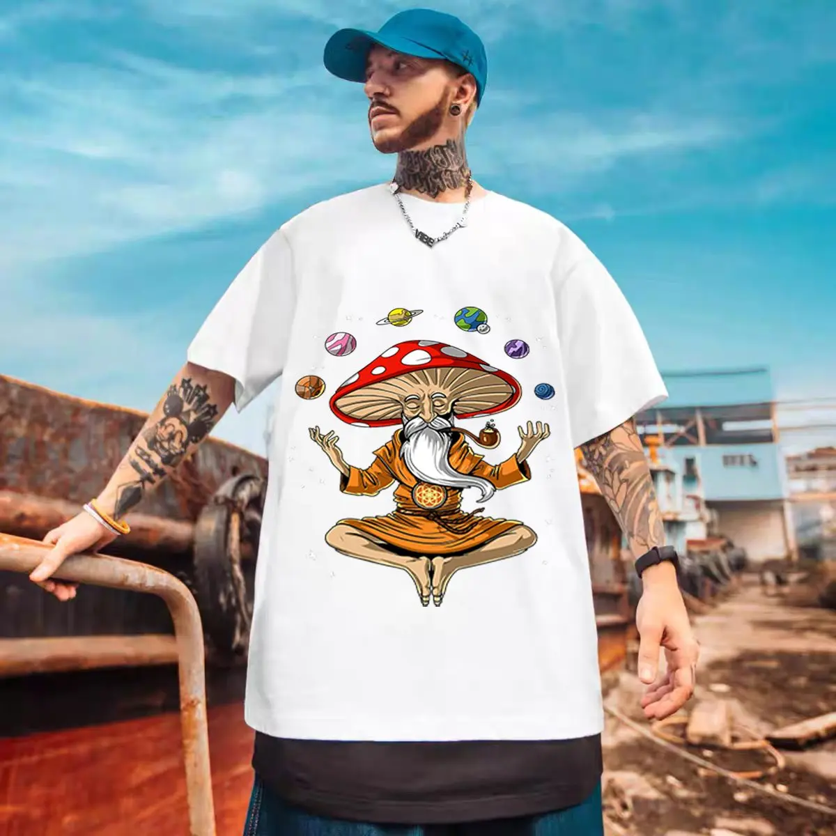 mushroom Print Casual Tee Tops Short Sleeve Shirt Lady Clothes Fashion man Summer Female T unisex cute mushroom Graphic T-shirts