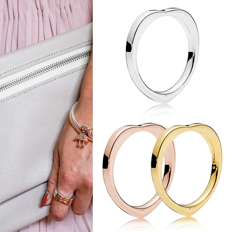 

100% 925 кольцо Silver Pan Ring New Sparkling Arc With Crystal Pan Ring For Women Wedding Party Gift Fashion Jewelry
