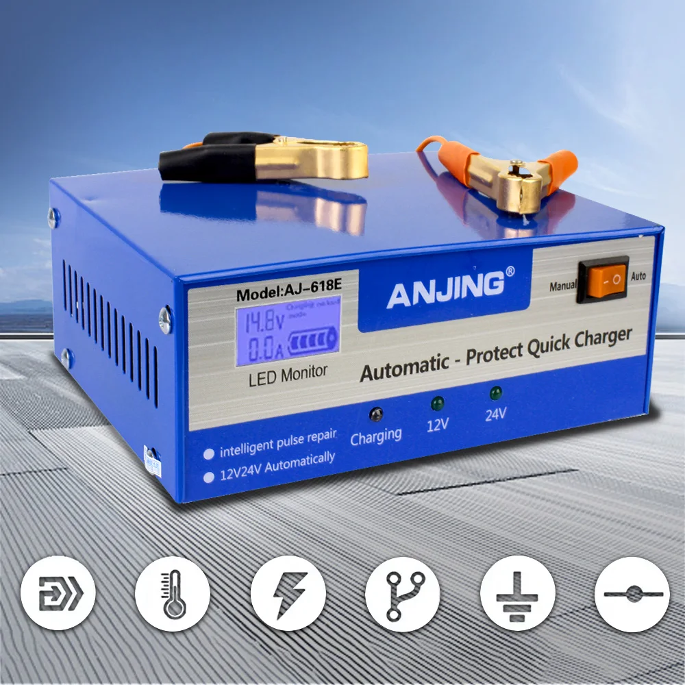 

EU/US Plug 200AH 12/24V Full Automatic Auto Car Battery Charger Lead Acid Battery With Adapter Intelligent Pulse Repair