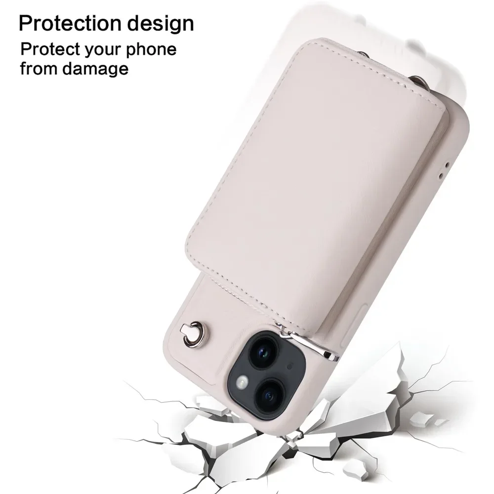 Чехол для телефона на молнии с ремешком через плечо IPhone 16 15 14 13 12 11 Pro XR XS Max 8 7 Plus