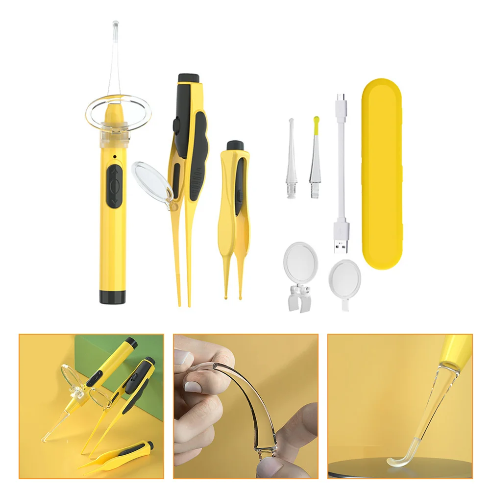 

Luminous Ear Spoon Set Wax Cleaning Magnifier Picks Kit Dig Earwax Assistor Stainless Cleaner Tweezer Tool Lights Scoop
