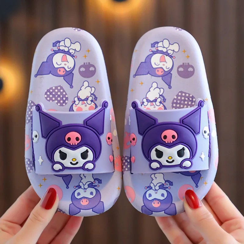 

Kawaii Kuromi Hello Kitty Slippers Melody Cinnamoroll Children Sandals Cartoon Boy Summer Anti-Slip Indoor Slides for Girl Shoes