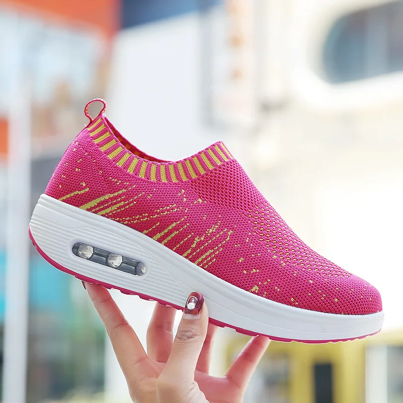 

Прогулочная обувь, обувь для фитнеса, Женская сетчатая повседневная спортивная обувь с воздушной подушкой, женская обувь на толстой подошв...