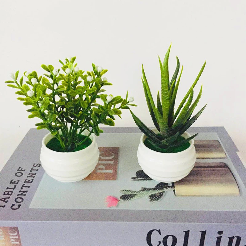 

Mini Artificial Aloe Plants Bonsai Small Simulated Tree Pot Office Table Potted Ornaments Plants Fake Flowers Home Garden Decor