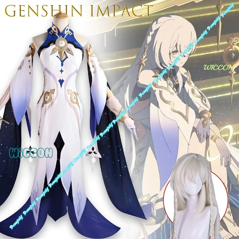 Фото Genshin Impact Истоарт Аргон времени косплей костюм парик комплект сексуальное платье для аниме игры вечерние №1