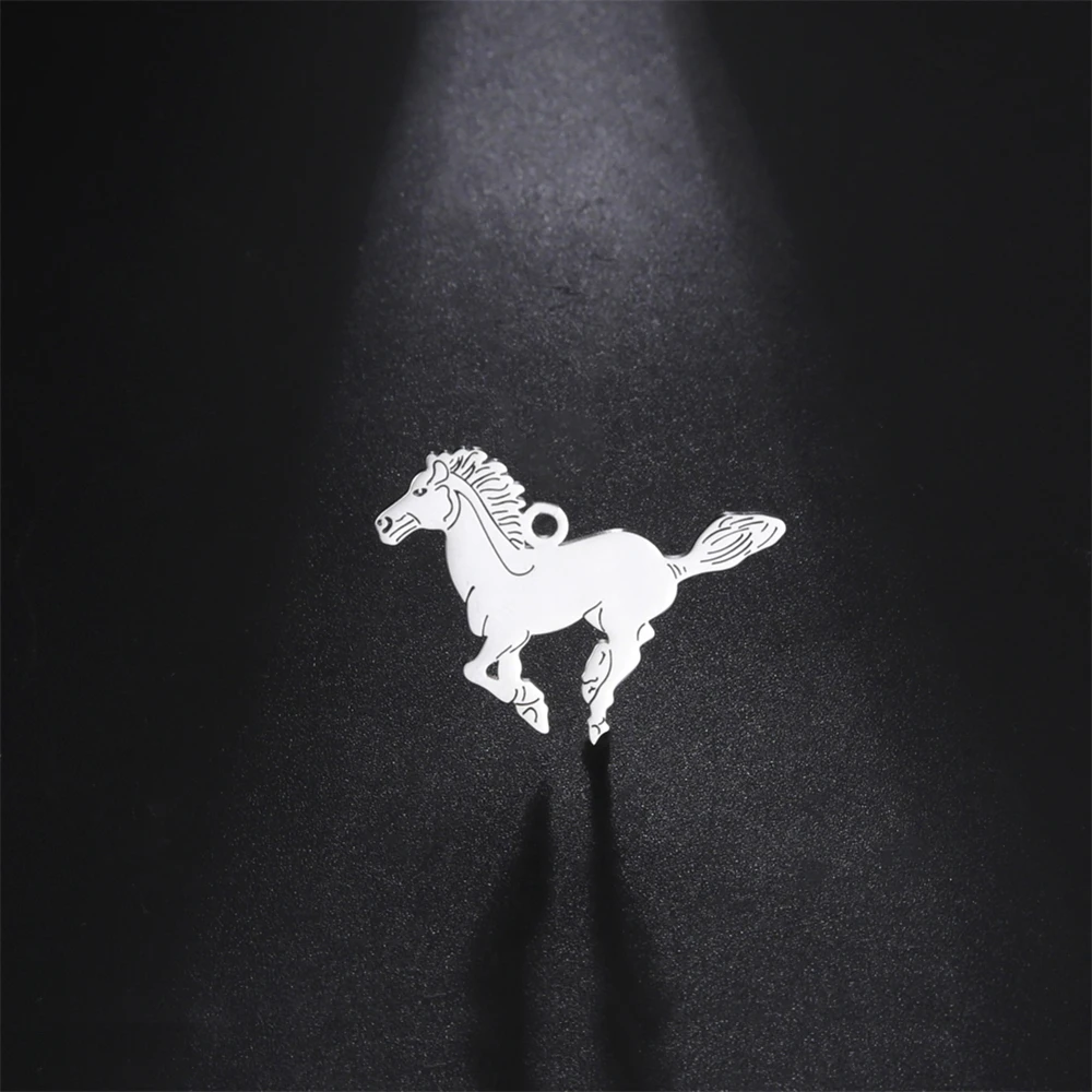 3pcs/Lot Wholesale Necklace Horse Charms Findings Stainless Steel Animals Pendants Accessories For Jewelry Making Diy Gifts