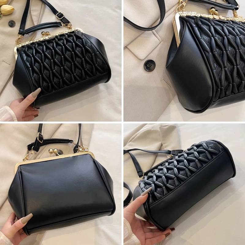 Fashion Women's Bag Trend Vintage  Totes Bags For Women Evening Clutch Shoulder Bag Pleated Luxury Designer Handbag For Women