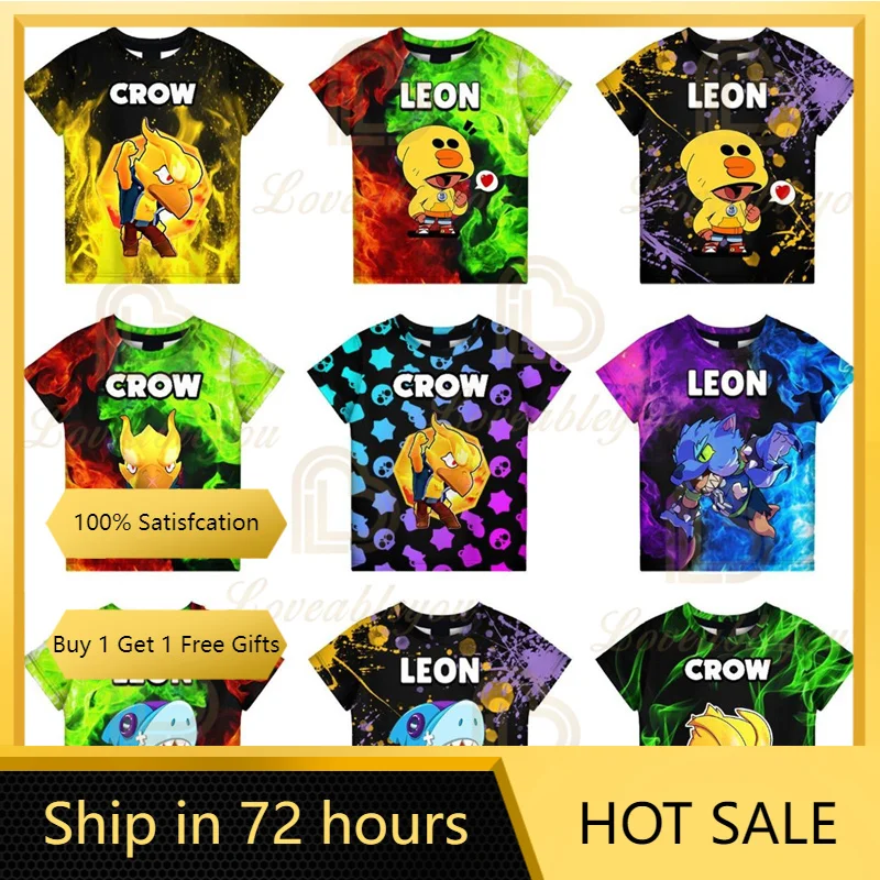 

Children's T-shirt 3D Crow Bravo T-shirt Leon Shark Tee Kids Tops