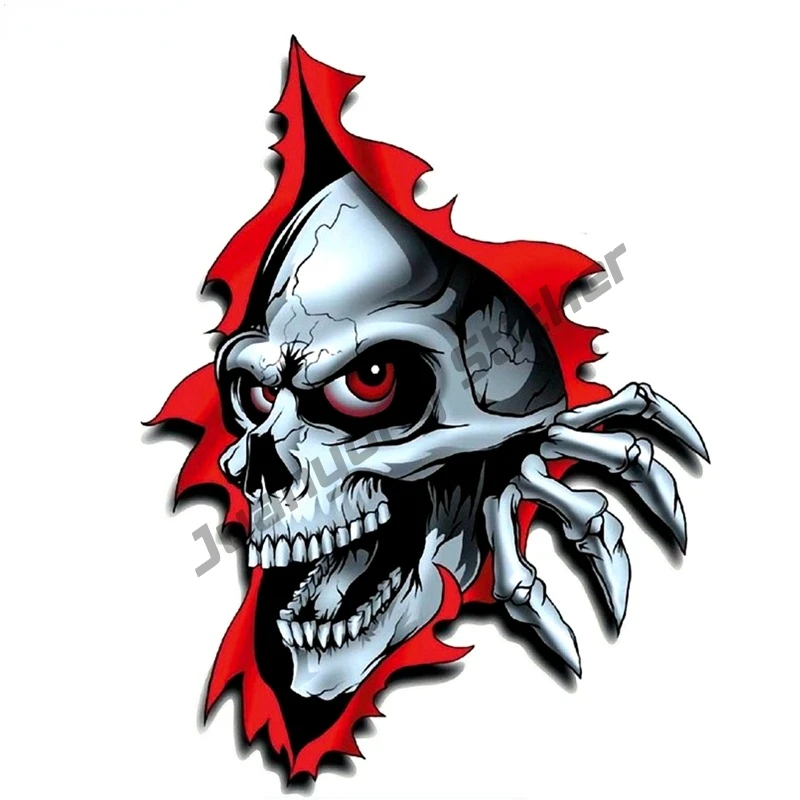 

3D Skull and Paw Come Out From The Hole Car Sticker Funny Auto Engine Cover Bumper Window Colorful Fine Decal Decor KK15x9cm