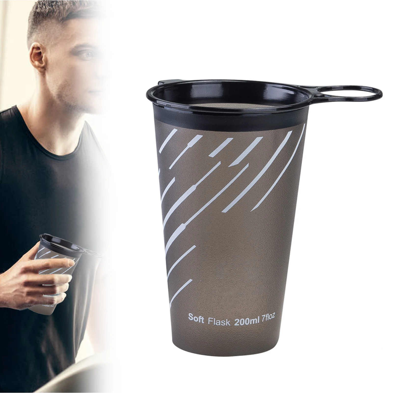 

Collapsible Drinking Cup 200ml / 7oz Soft Reusable Race Cup TPU Material BPA PVC Free For Marathon Climbing Hiking Fitness