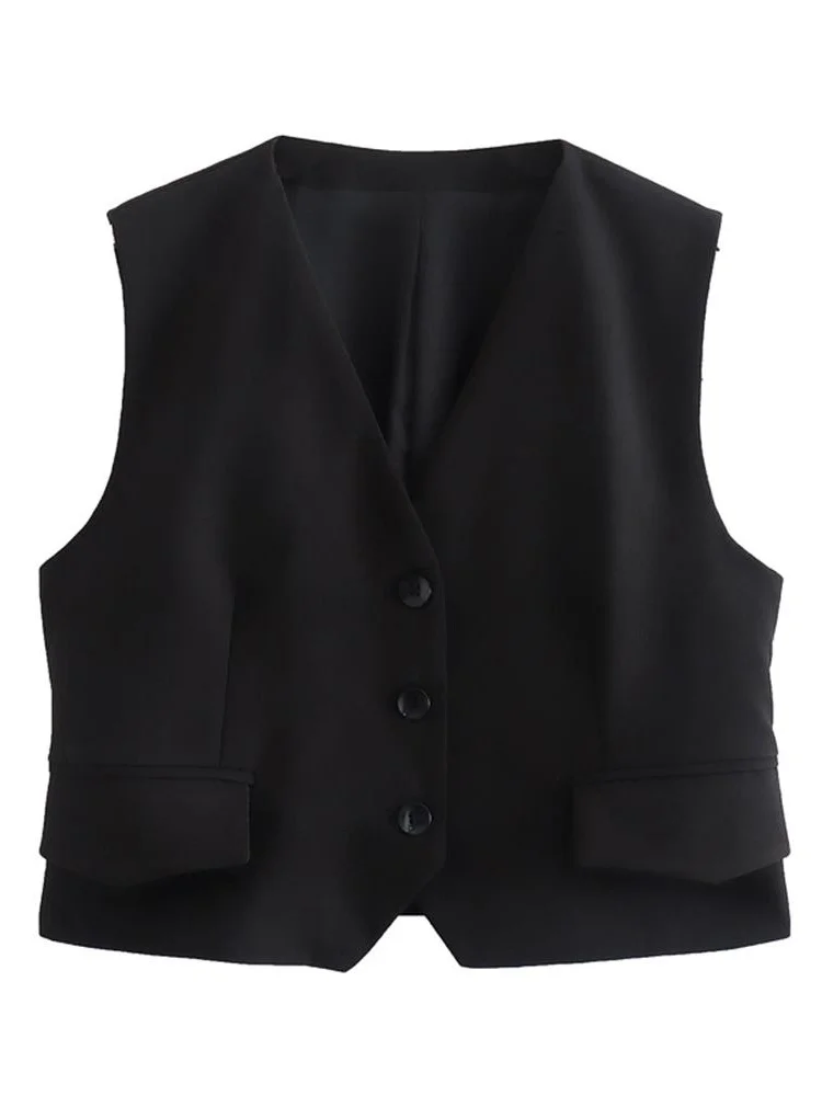 MESTTRAF сексуальный дизайн 2022 Женский однотонный короткий однобортный жилет без