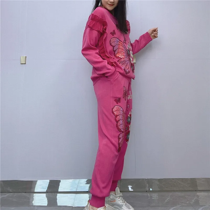 Тяжелые вязаные комплекты из 2 предметов с бриллиантами и бабочками