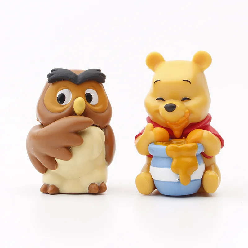 Disney Cartoon Pooh Bear Figure Gashapon Sitting 10pcs Doll Pendant Figurine Cute Collectible Model Toy Children Gift