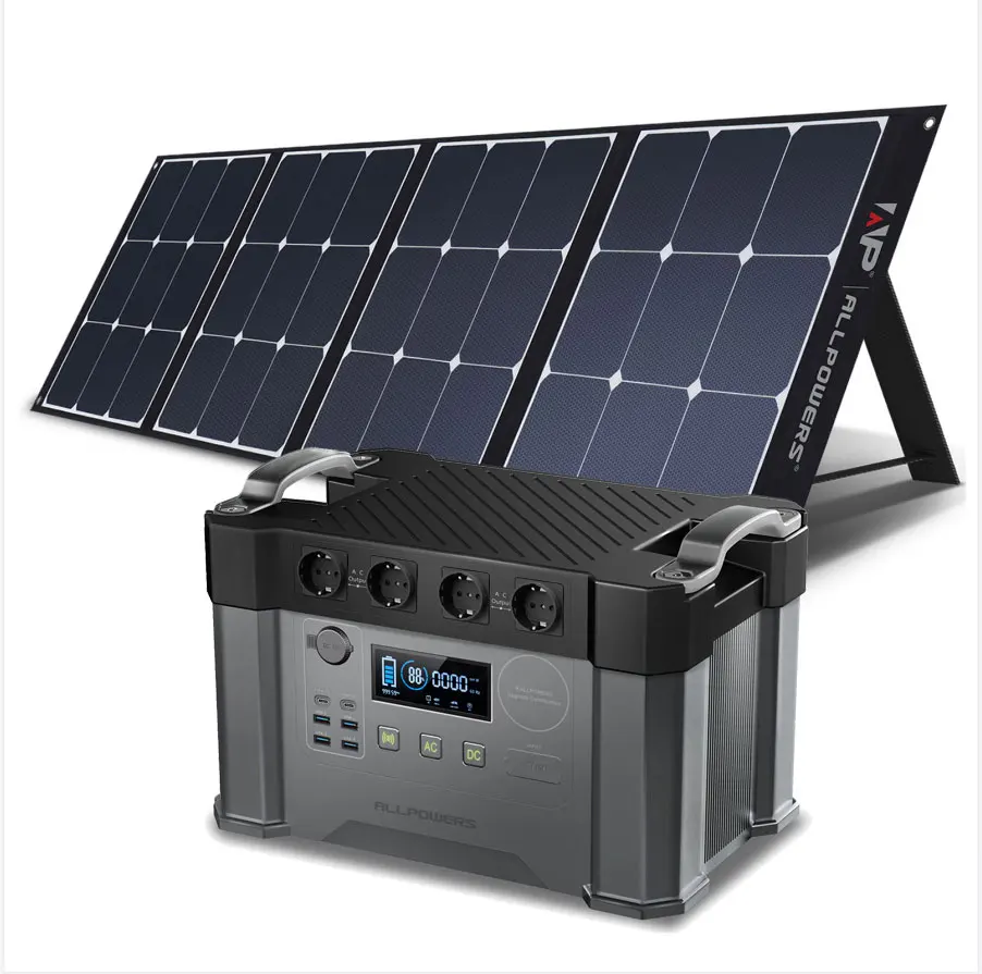 Alimentatore di emergenza portatile 110 W/220 W della centrale elettrica del generatore 2000/700 V di allsupplies con i pannelli solari monocristallini 200W