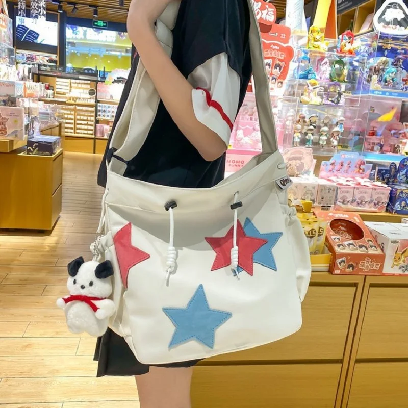 

Large Capacity Star Canvas Bag Commuter Bag Japanese Versatile One Shoulder Crossbody Bag Women's Bag