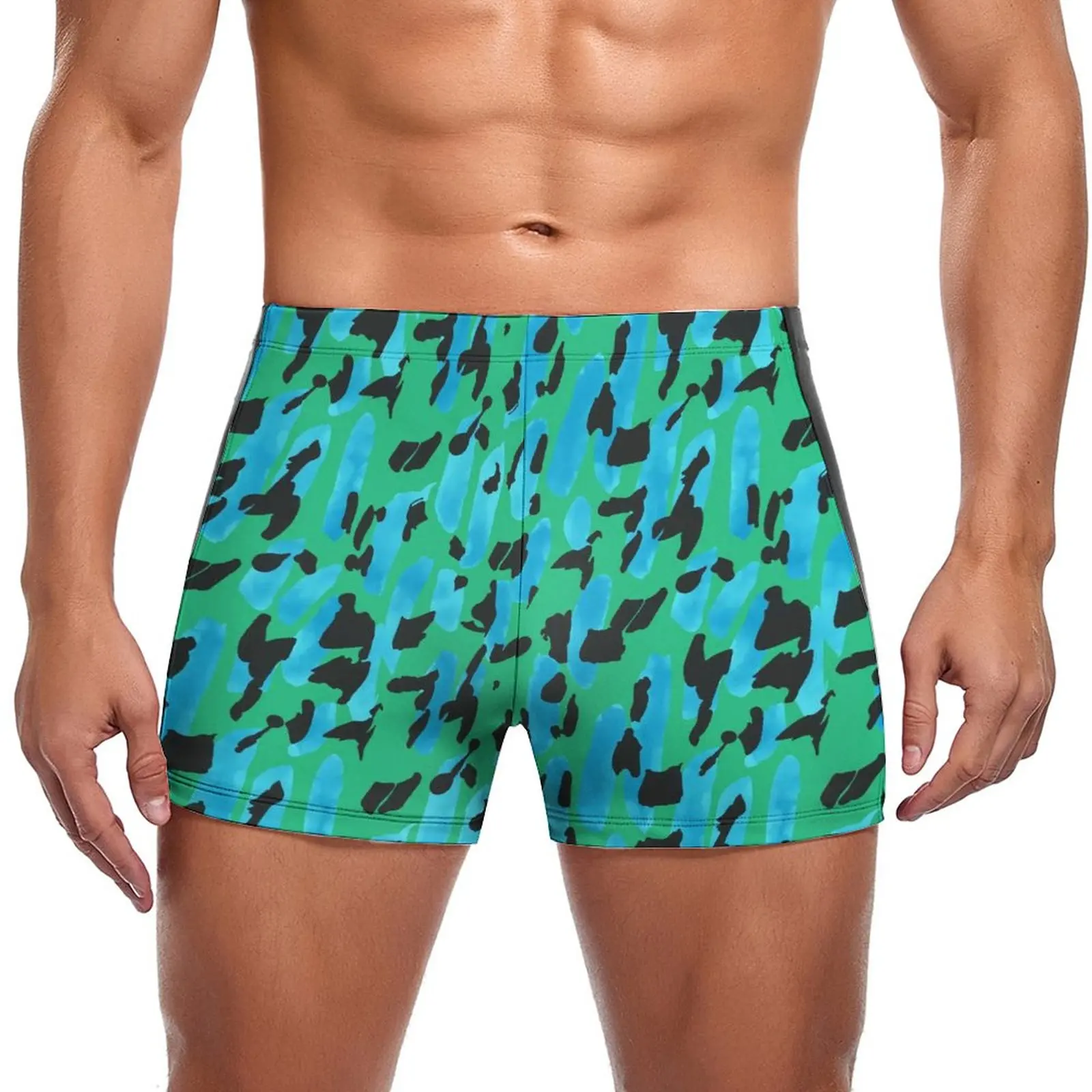 

Colorful Camo Swimming Trunks Dot Print Quick Dry Custom Swim Boxers Large Size Pool Man Swimwear