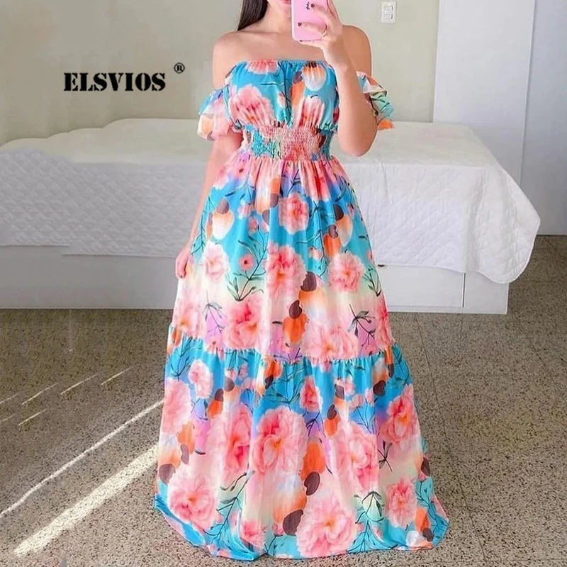 

Лидер продаж, модное платье на одно плечо в стиле летней и осенней коллекции, юбка с высокой талией, длинная свободная юбка с принтом, женска...