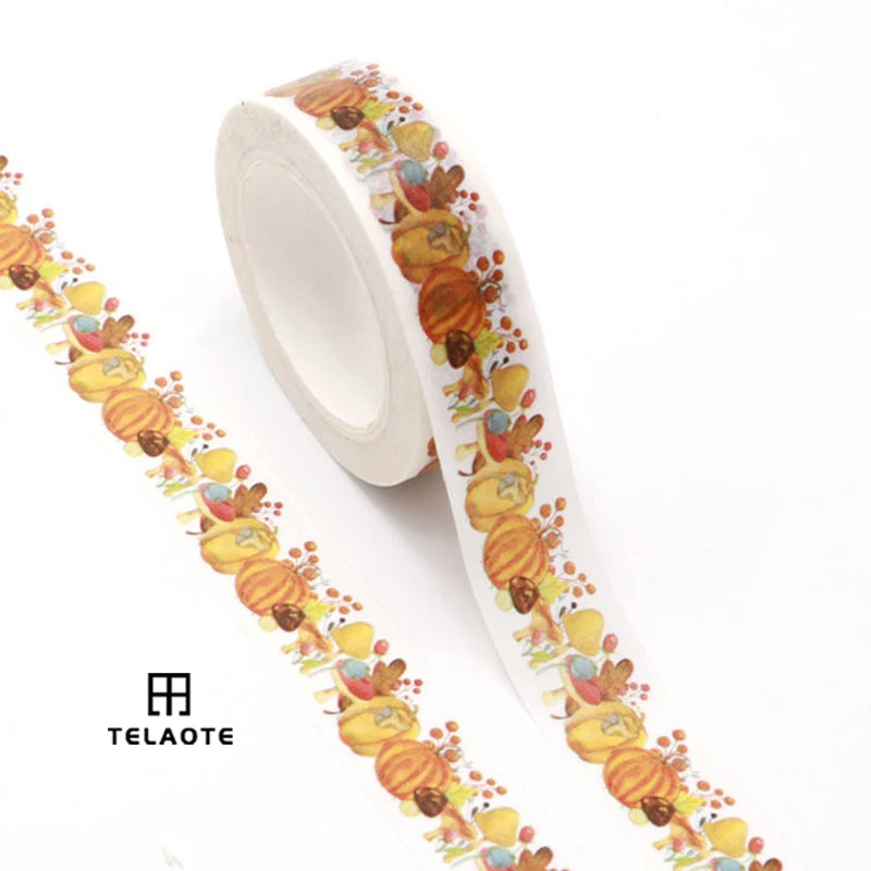 

Fall Washi Tape Pumpkin Autumn Leaves Masking Tape Decorative Tape for Thanksgiving Scrapbook Journal DIY Craft Gift Wrapping