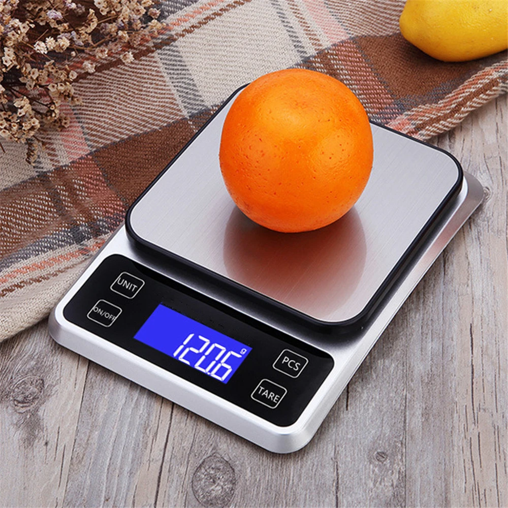 Kitchen Scale 10/5KG Weighing Food Balance USB Charge Digital 1/0.1g Stainless Steel Baking Measure Tools g/oz/lb/tl/kg/ml