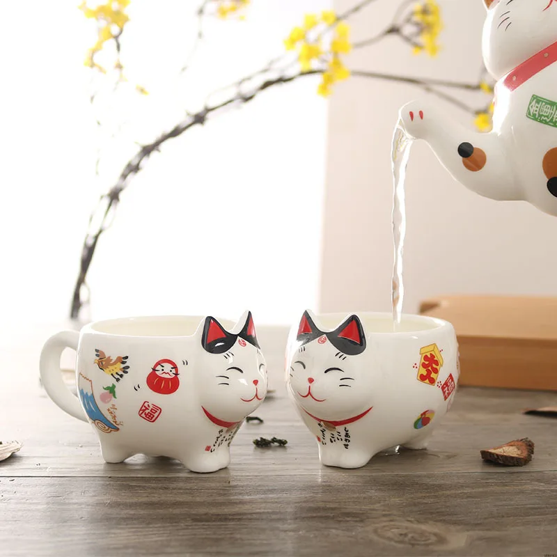 Lucky Tea Set милый японский фарфоровый керамический чайник Maneki Neko с ситечком Plutus