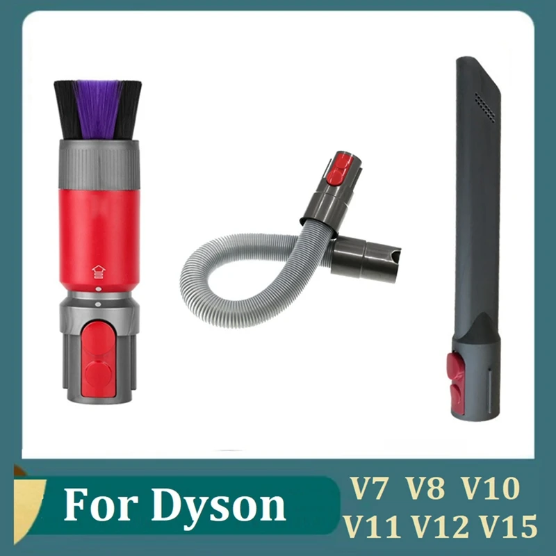 

For Dyson V15 V12 V7 V8 V10 V11 Vacuum Cleaner Parts Attachment Traceless Dust Removal Soft Brush+Extension Hose+Flat Suction
