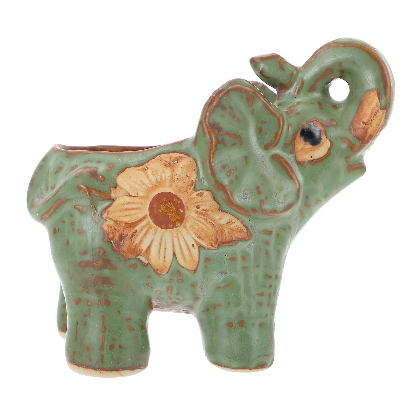 

Ceramic Flower Pot Succulent Plant Pot Elephant Shaped Breathable Pottery Pot