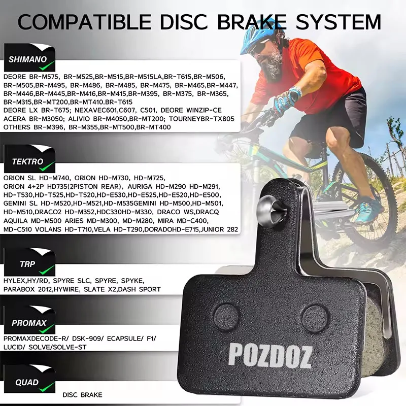 Фото 20 пар гидравлических дисковых тормозных колодок POZDOZ из смолы для SHIMANO B01S B05S MTB, дорожные велосипедные детали, износостойкие, бесшумные №2