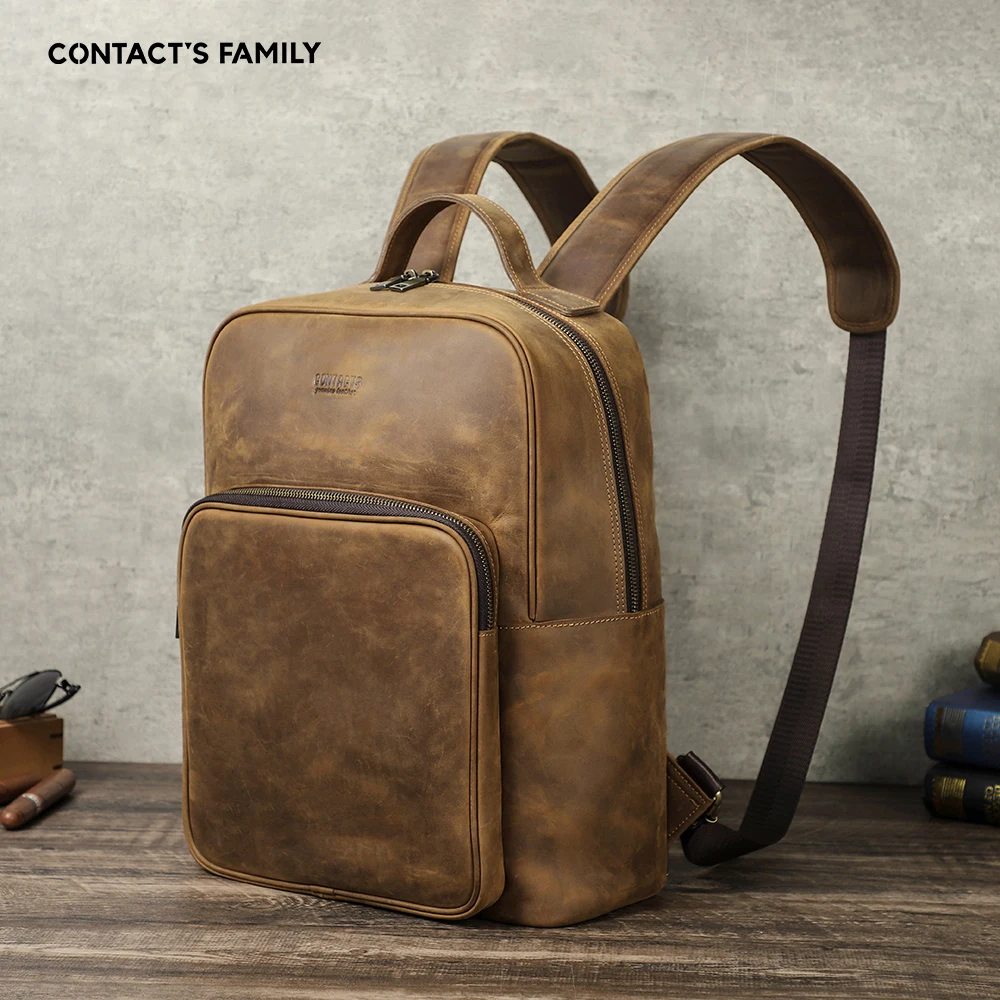 Men's Genuine Leather Business Outdoor Travel Backpack Cowhide Large Capacity Multifunction Fashion Trend Computer Bag