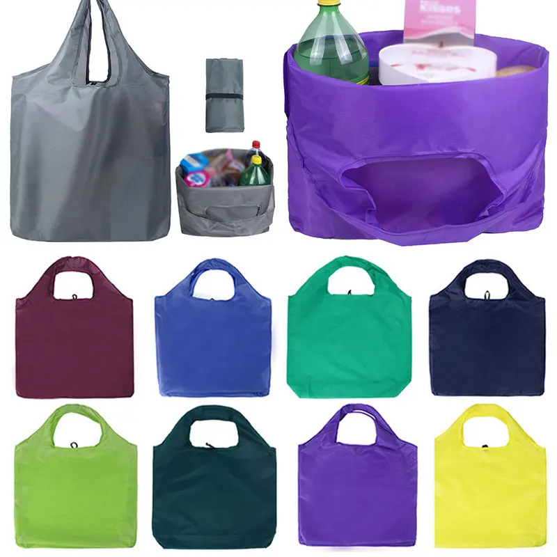 

Shopping Bag Portable Foldable Supermarket Shop Bags Universal Waterproof Solid Color Reusable Pouch Shoulder Bag Handbag
