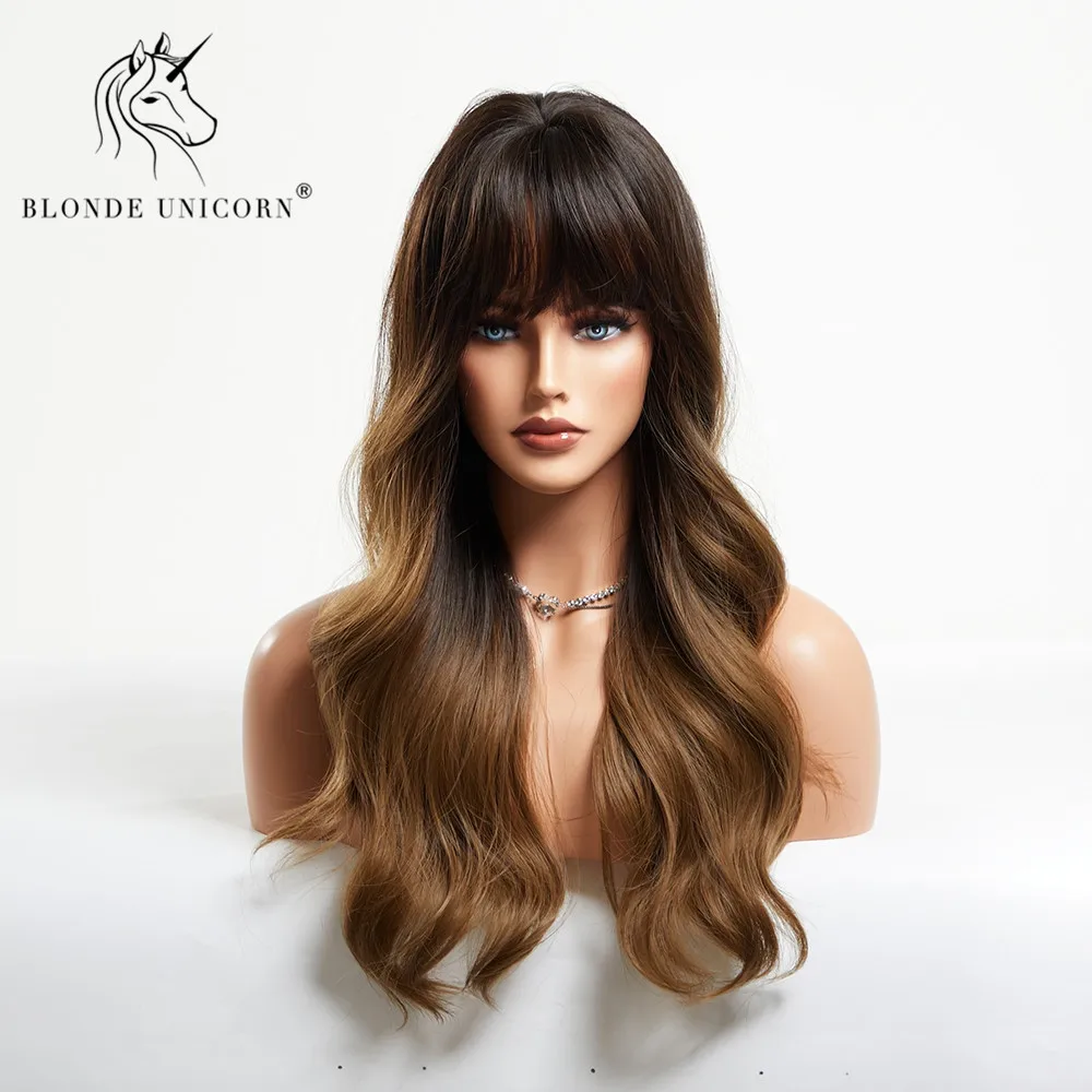 Синтетический парик блонд Единорог Омбре коричневые длинные волнистые парики с
