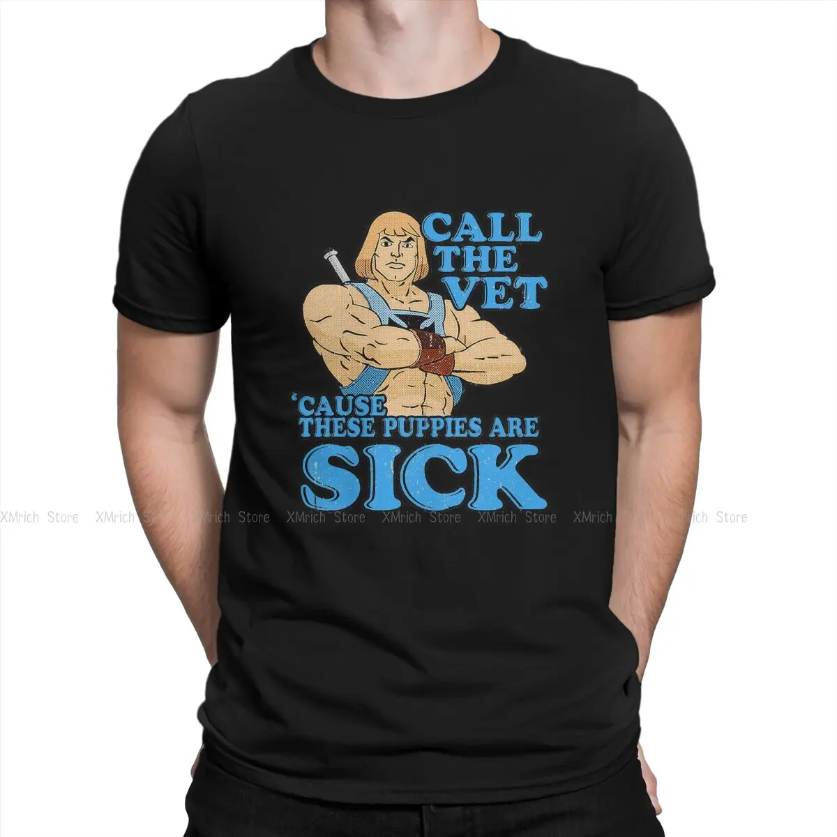 

Vintage Sick T-Shirt Men Crew Neck 100% Cotton T Shirt He-Man and the Masters of the Universe Adam Cartoon New Arrival Clothing