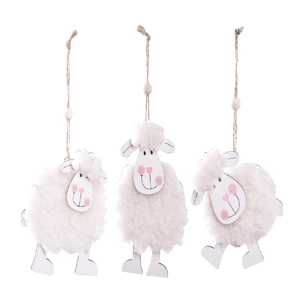 

3 Pcs Lovely Felt Lamb Pendants Lovely Animals Hanging Pendants Charms