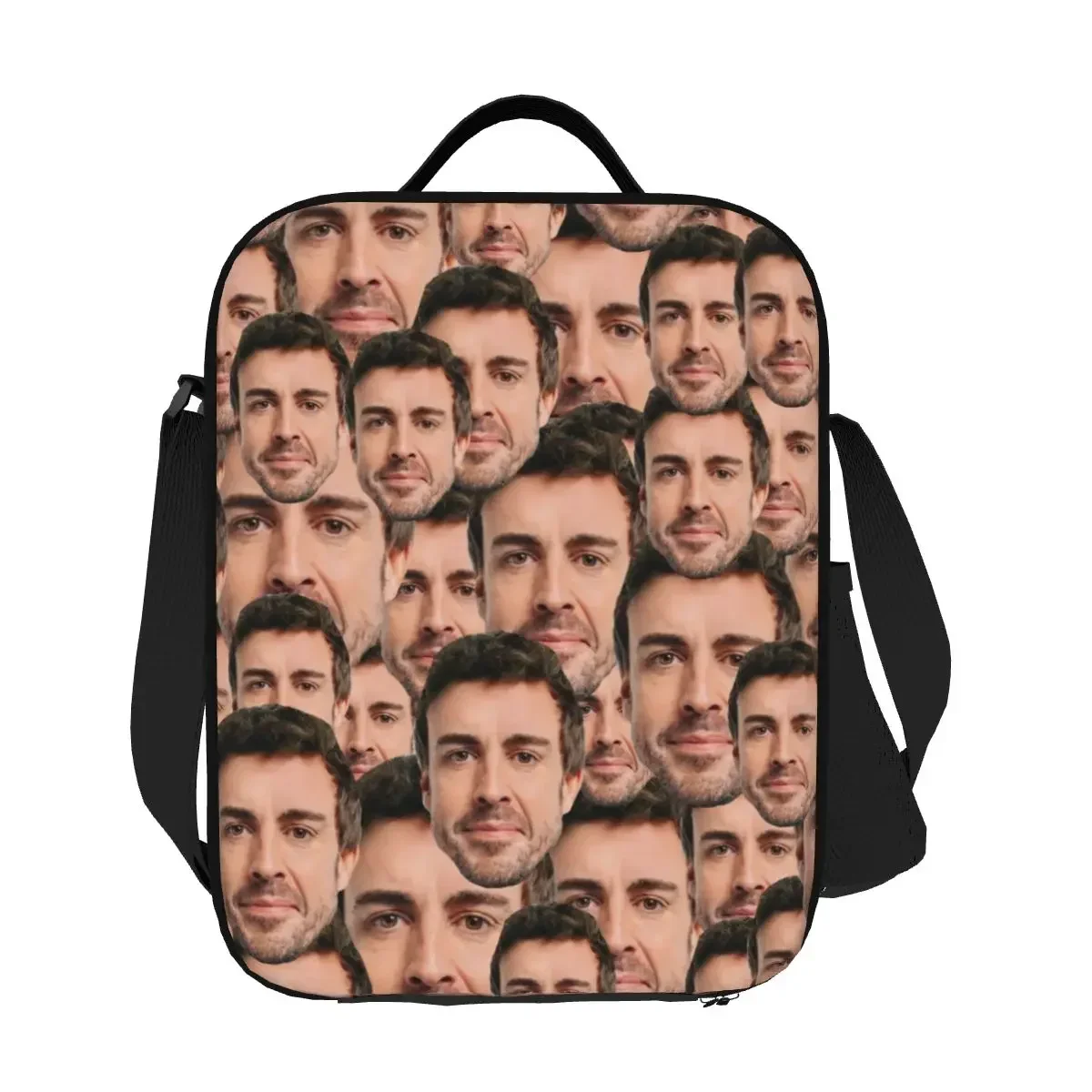 Изолированные ланч-боксы с логотипом Fernando Alonso и Alpino спортивный автомобиль