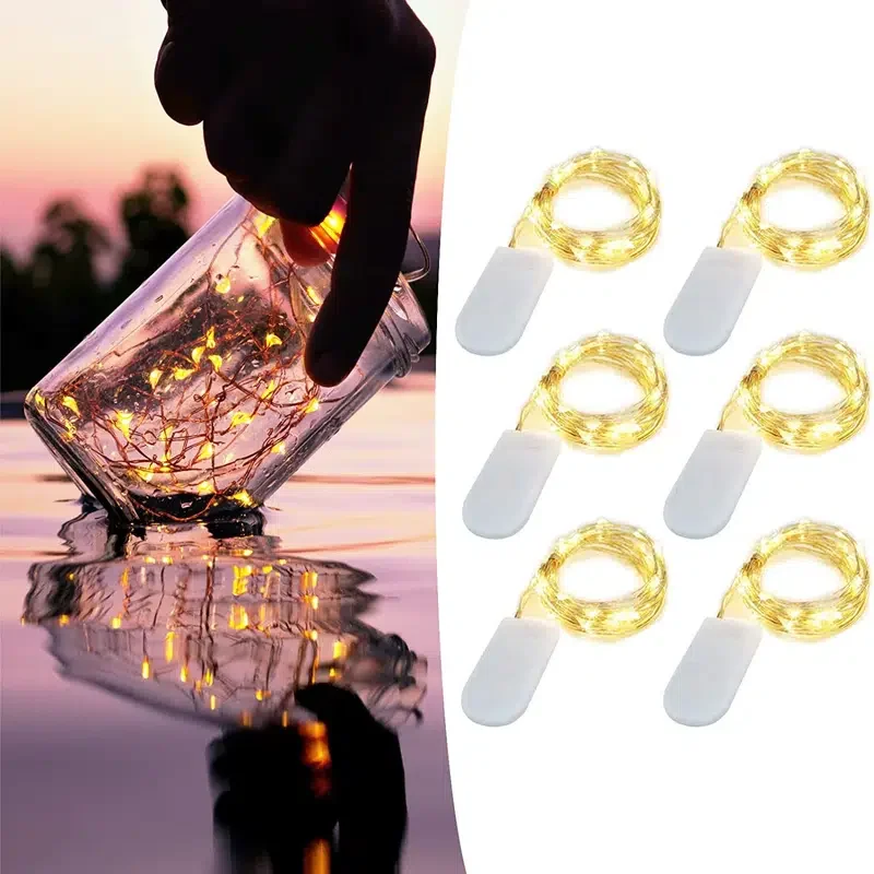 

HMTX 6 шт., праздничные огни, гирлянды на батарейках, 6,6 футов, 20 светодиодный, водонепроницаемые медные провода светлячков Звездные огни