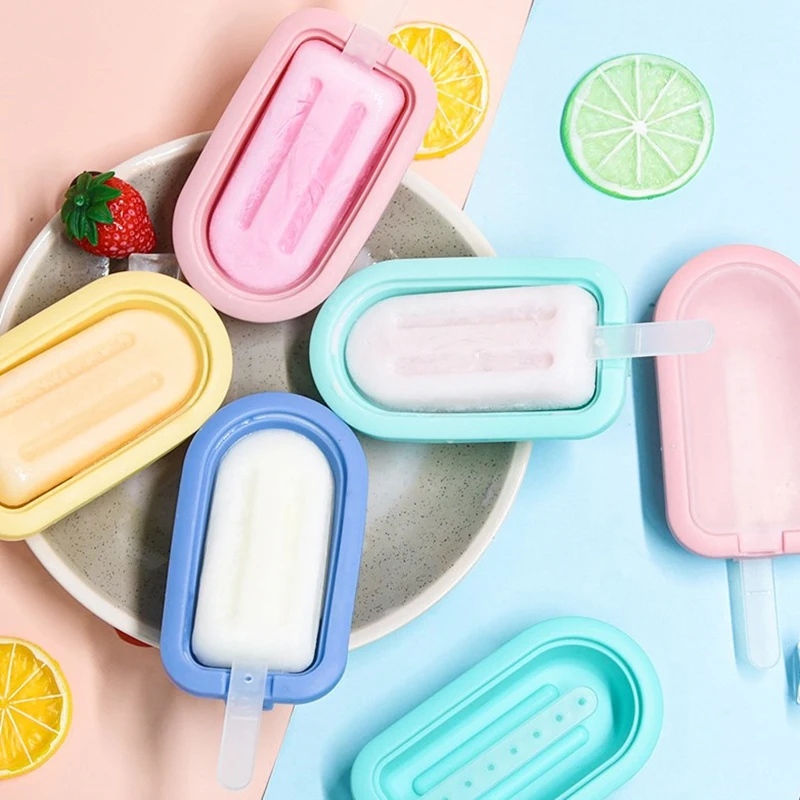 

Summer DIY Silicone Ice Cream Makers Mold with PP Cover and Stickers Kitchen Accessories Lovely Heart Ice Cream Mould