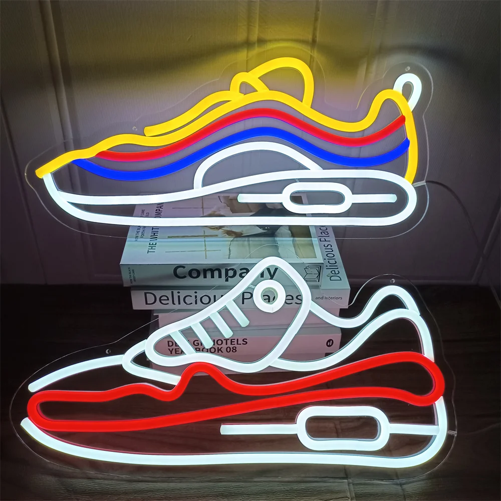 Custom Shoe 45x24cm Led Neon Light Sign Board Display For Store Birthday gift Home decoration Led Transparent Acrylic Night Lamp