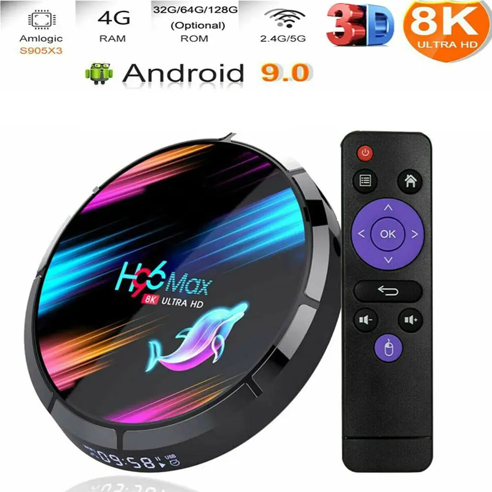 

ТВ-приставка H96 MAX X3 на Android 90, 4 + 128/64/32 ГБ, Amlogic S905X3, 1080p, 4K, 60 кадров/с