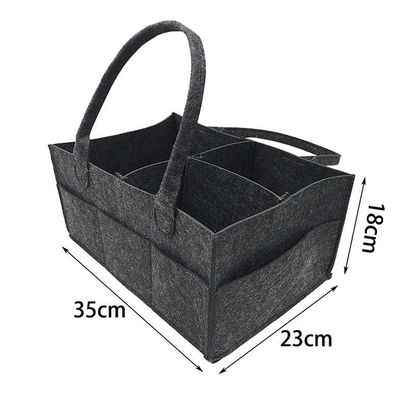 Baby Diaper Caddy Organizer Portable Nursery Storage Bin Felt Basket With Multi Pockets And Changeable Compartments images - 6